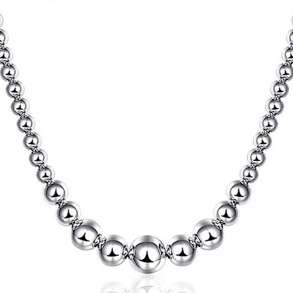 Beaded Ball Sterling Silver Necklace - Picture 4 of 8